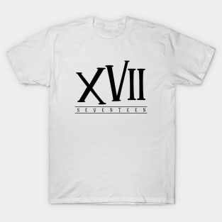 XVII (Seventeen) Black Roman Numerals T-Shirt